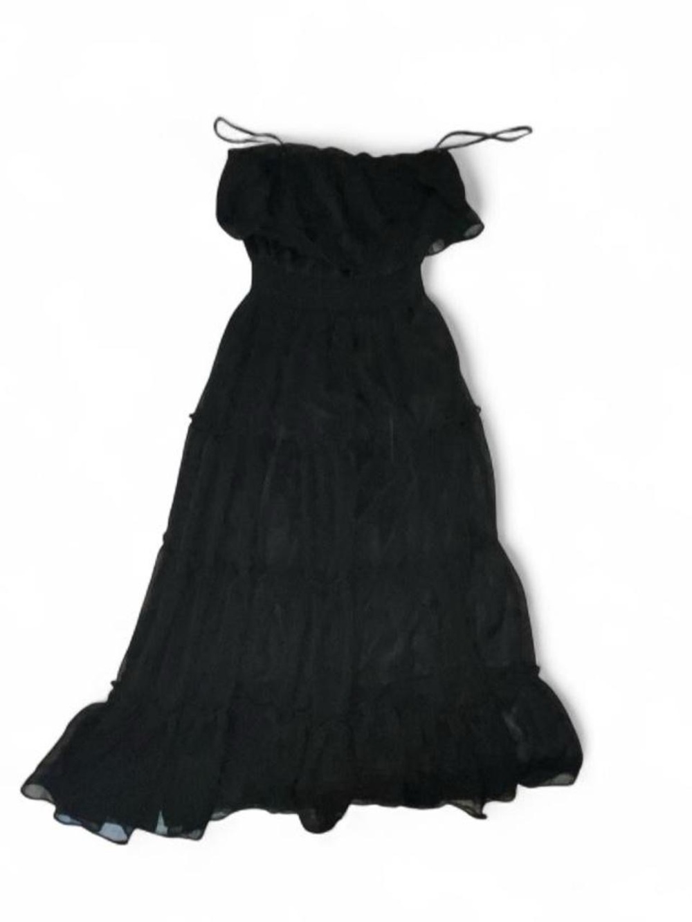STATE Black Strapless Tiered Maxi with Delicate Ties